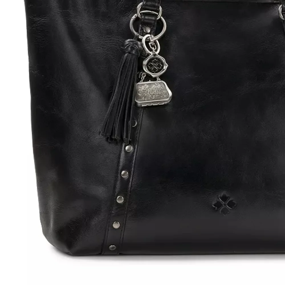 Patricia Nash Black Tassel Key Chain with Silver Charms